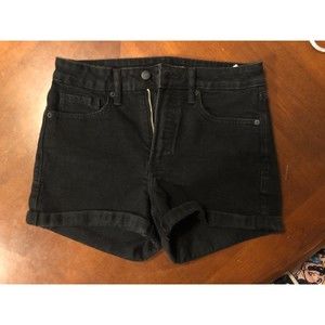 Old Navy Black Denim High Rise OG Cuffed Distressed Shorts